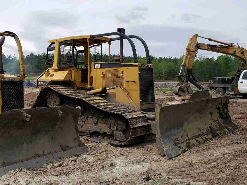 30377502331501 (1) Bulldozer and excavator at pond building site in Statesboro Georgia